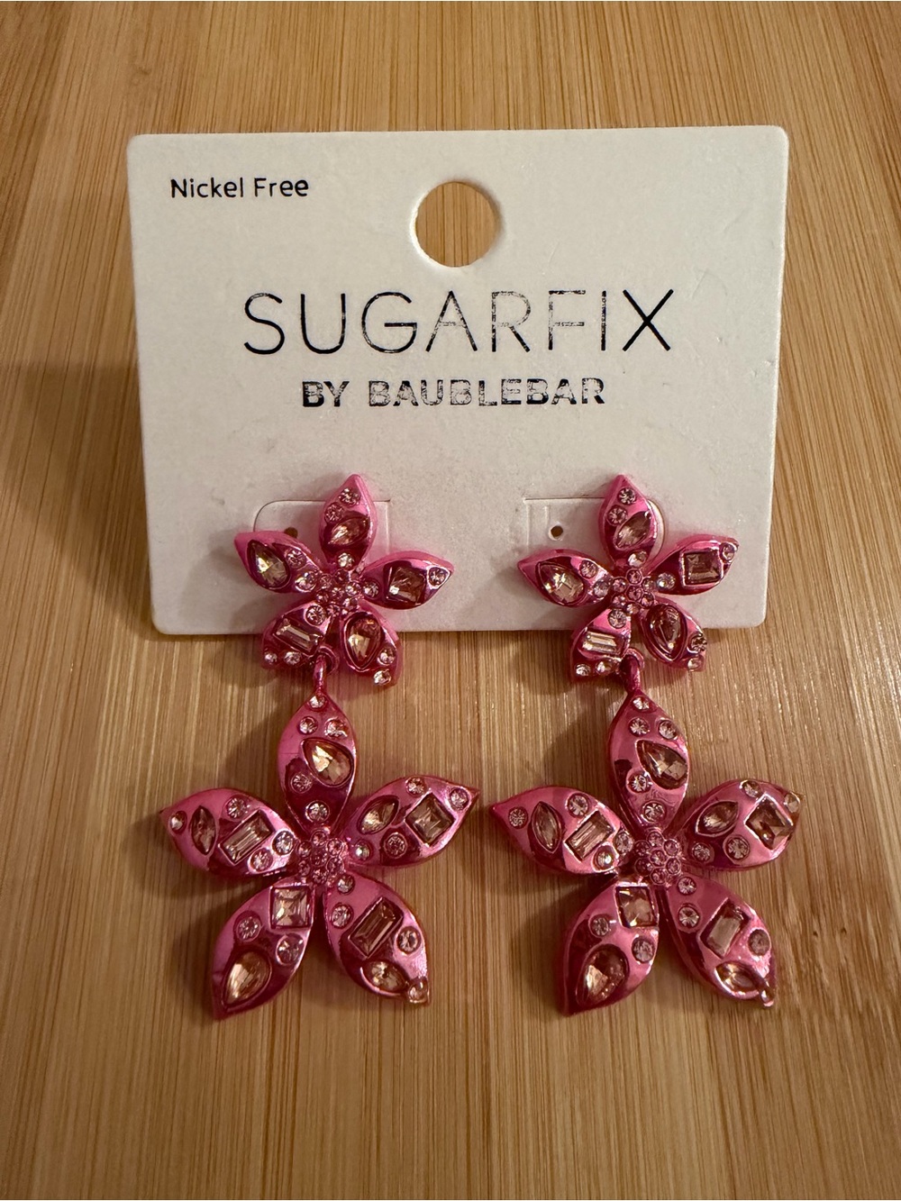NWT Sugarfix by BaubleBar Pink Rhinestone Pierced Earrings